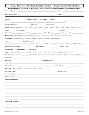 Otsego-Delaware Single Family Residential Form