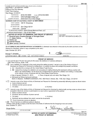 California Notice of Entry of Dismissal and Proof of Service