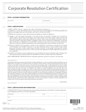Corporate Resolution Certification