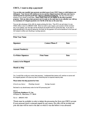 Loan Payment Skip Request Form