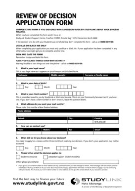 Student Finance Decision Review Application Form