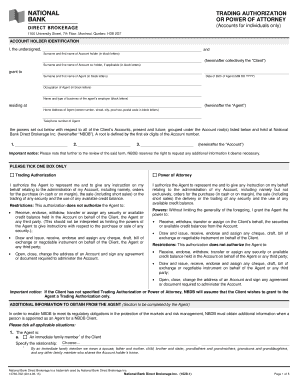 Trading Authorization or Power of Attorney
