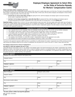 Ohio Workers' Compensation Agreement Form C-110
