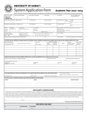 University of Hawaii System Application Form
