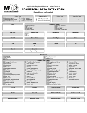Florida Commercial Data Entry Form