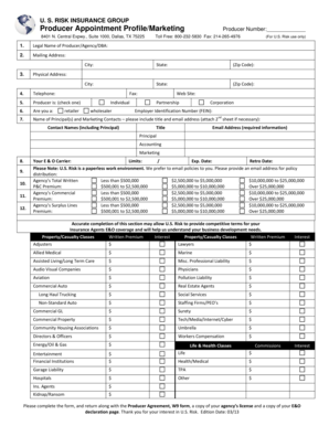 Producer Appointment Profile Form