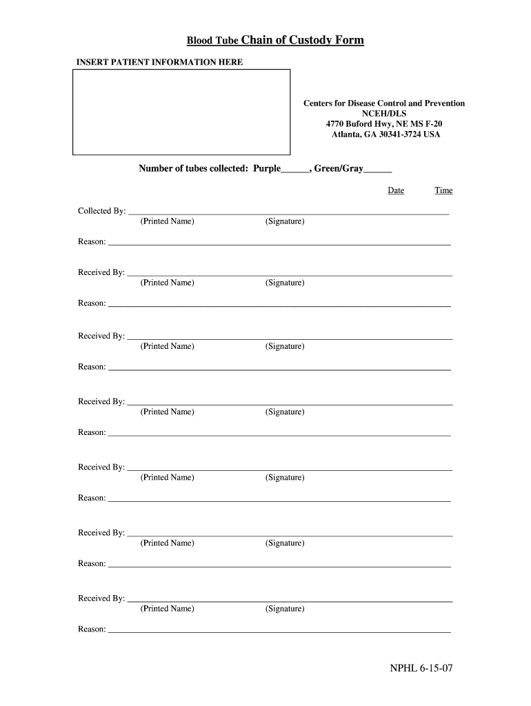 Fillable Online nphl Chain of Custody Form for Blood Samples nphl Fax Email Print pdfFiller