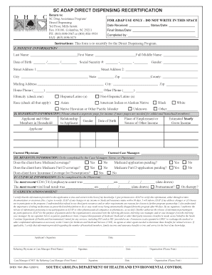 SC ADAP Direct Dispensing Recertification Form