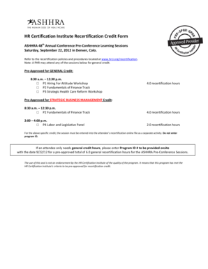 HR Certification Institute Recertification Credit Form