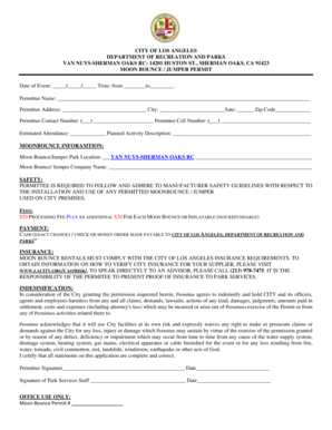 City of Los Angeles Moon Bounce Permit