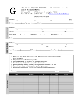 City of Los Angeles Class Registration Form