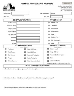 Filming & Photography Proposal