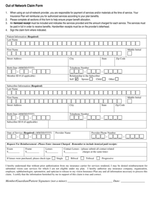 Out of Network Claim Form