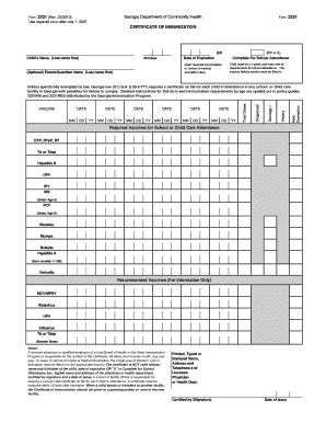 Georgia Certificate of Immunization