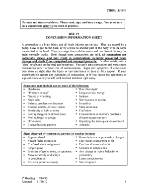 RSU 19 Concussion Information Sheet