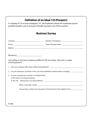 Business Survey for IRS Tax Savings