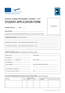 Lifelong Learning Programme Student Application Form