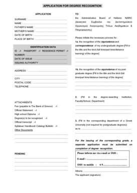 Application for Degree Recognition