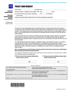 New York Life Policy Loan Request Form