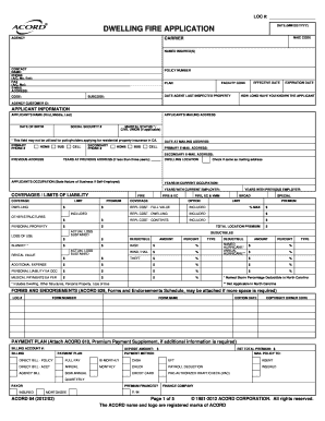 Dwelling Fire Insurance Application