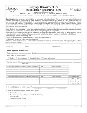 Bullying Harassment Intimidation Reporting Form