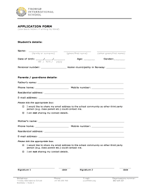 Norway Student Application Form