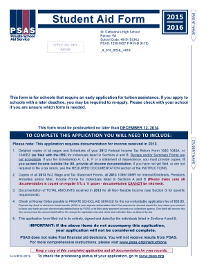 Student Aid Form 2015