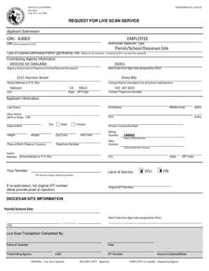 California Live Scan Request Form