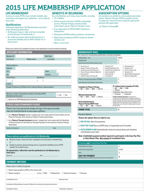 2015 APTA Life Membership Application