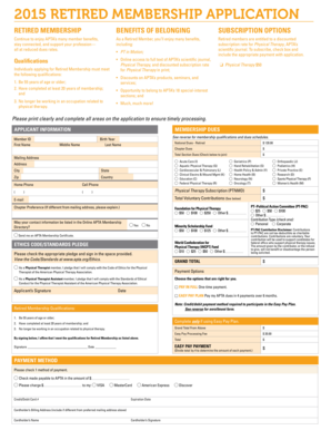 APTA Retired Membership Application