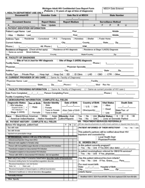 Michigan Adult HIV Confidential Case Report Form