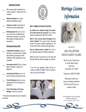 Wisconsin Marriage License Application Checklist