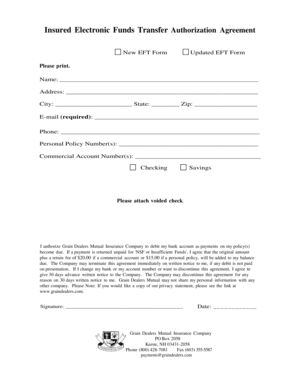 Insured Electronic Funds Transfer Authorization Agreement