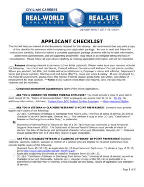 US Federal Job Application Checklist