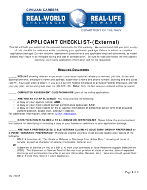 US Federal Job Application Checklist