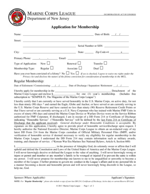 Marine Corps League Membership Application