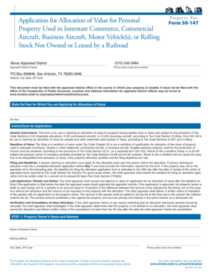 Texas Property Tax Allocation Application Form 50-147