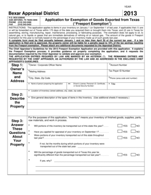 Texas Freeport Exemption Application
