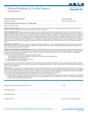Texas Railroad Taxable Property Rendition Form 50-156
