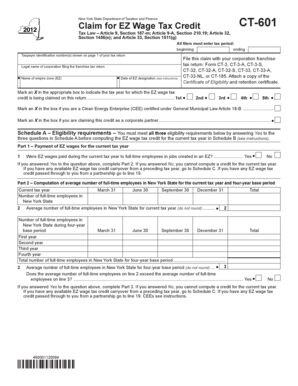 New York State EZ Wage Tax Credit Claim Form CT-601