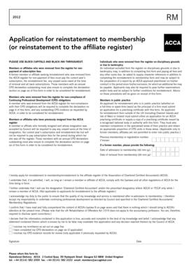 ACCA Reinstatement to Membership Application