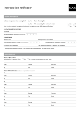 ACCA Firm Incorporation Notification