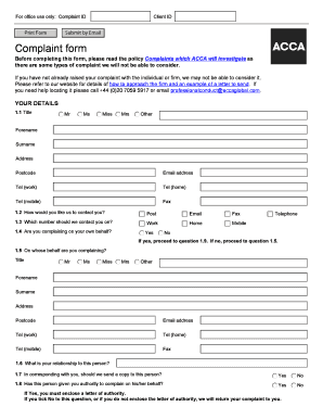 ACCA Complaint Form
