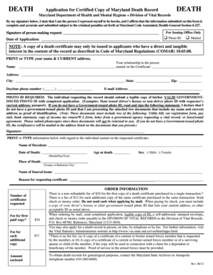 Maryland Death Record Application