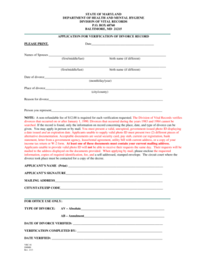 Maryland Divorce Record Verification Application