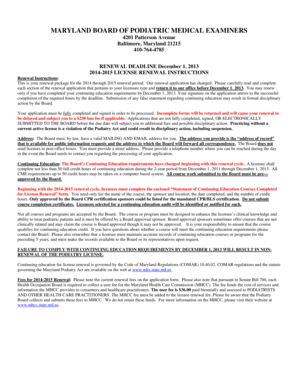 Maryland Podiatrist License Renewal Form