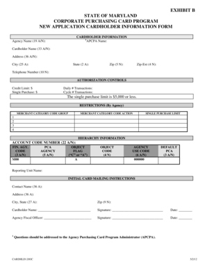 Maryland Corporate Purchasing Card Application