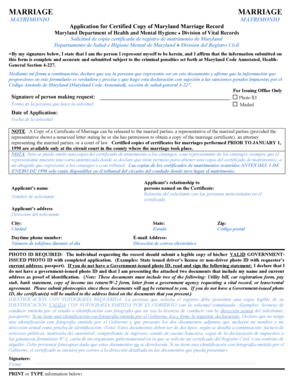 Maryland Marriage Record Application