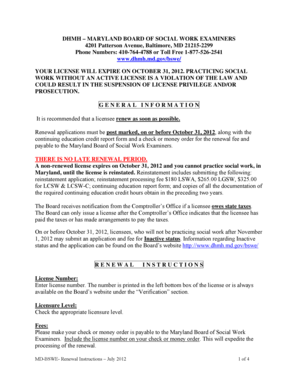 Maryland Social Work License Renewal Form