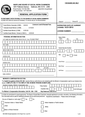 Maryland Social Work License Renewal Application